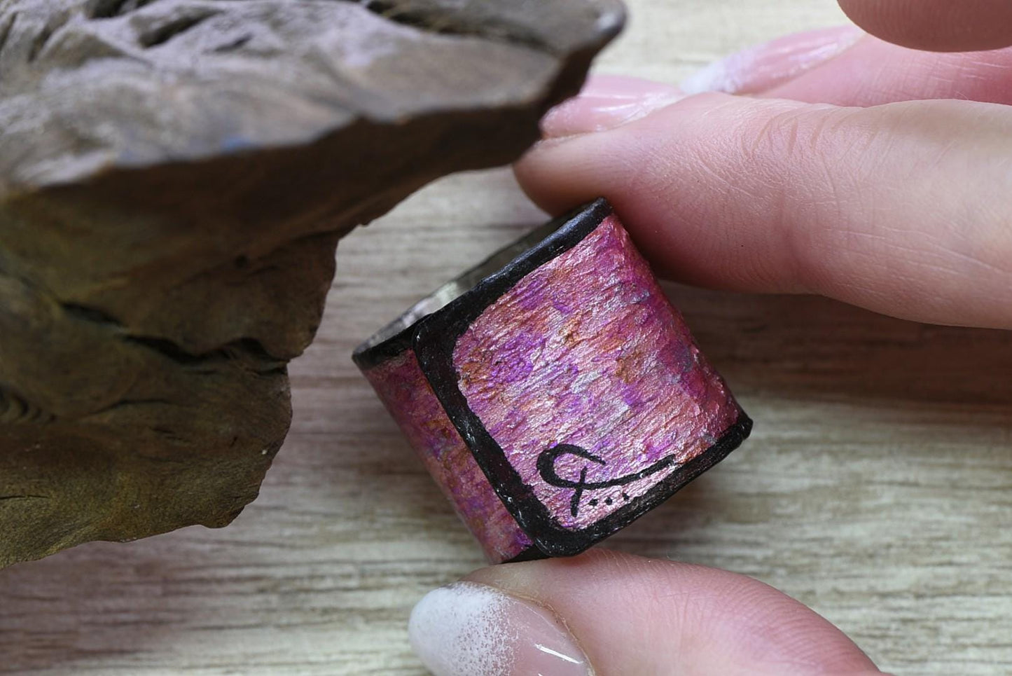Pink Patina Alpaca Ring, Artistic Statement Jewelry, Unique Luxury Gift for Her