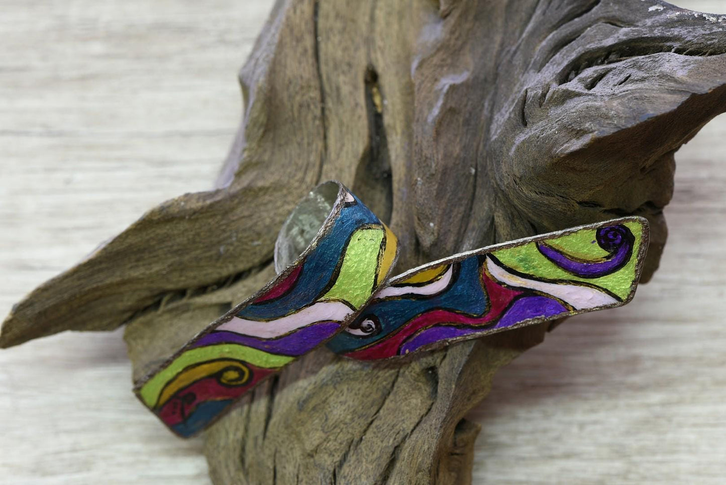 Handmade Alpaca Ring, Colorful Patina Wearable Art, Statement Artisan Jewelry