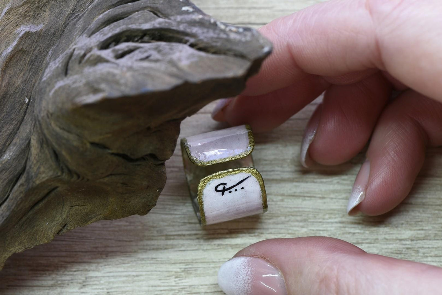 Ivory Alpaca Ring, Minimal Hand Painted Jewelry, Elegant Luxury Gift for Her