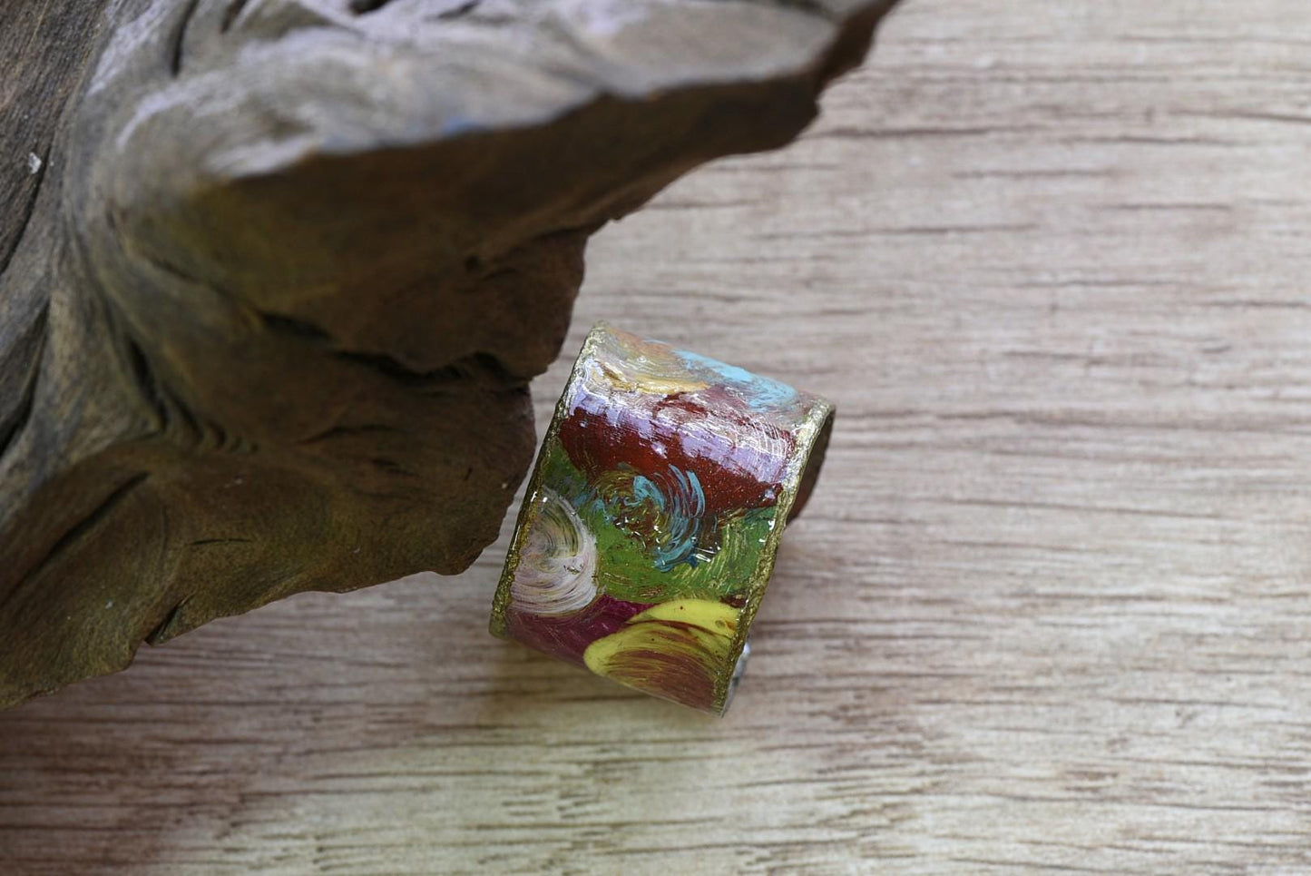Unique Alpaca Ring, Handcrafted Painted Jewelry, Statement Gift for Her