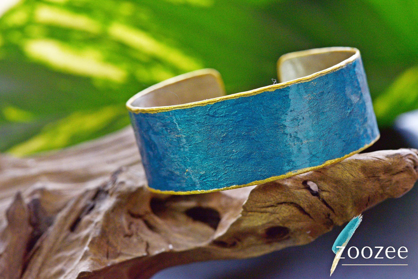 Handpainted Alpaca Metal Bracelet – One of a Kind Abstract Cuff – Contemporary Art – Wearable Art