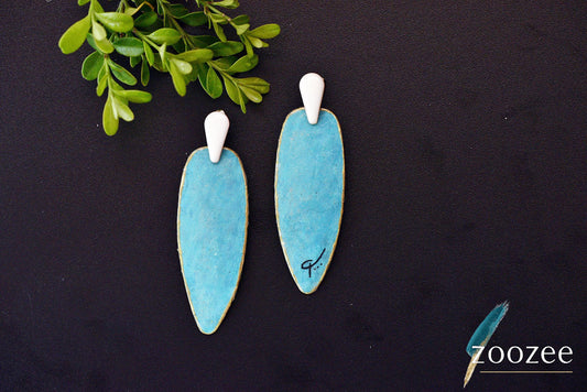 Minimal Turquoise Drop Earrings Hand Painted Elegant Statement Jewelry Lightweight