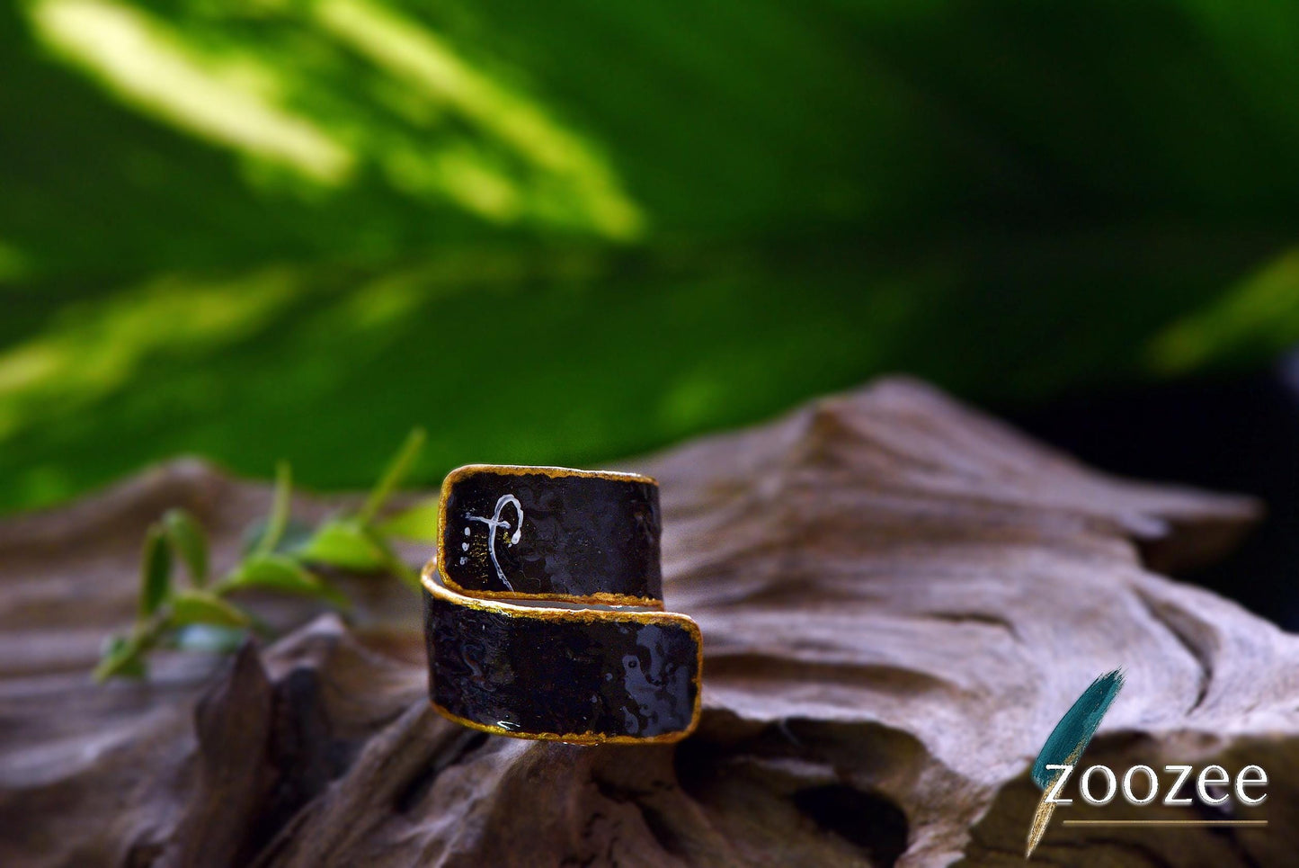 Handpainted Metal Ring Abstract Artistic Alpaca Jewellery Statement Contemporary Wearable Art Greece