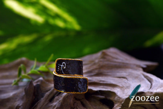 Handpainted Metal Ring Abstract Artistic Alpaca Jewellery Statement Contemporary Wearable Art Greece