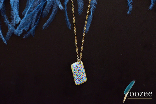 Colorful dot pendant necklace minimal rectangle playful handmade jewelry