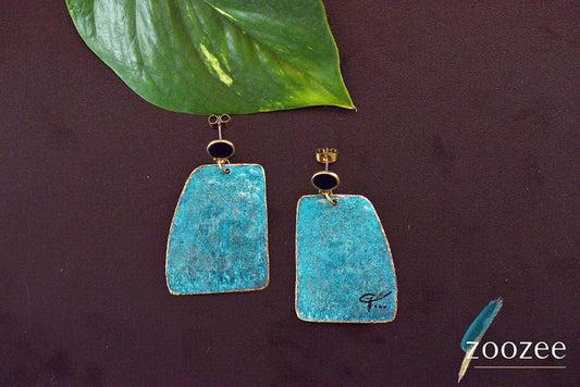 Minimal Textured Turquoise Earrings Elegant Handmade Statement Jewelry