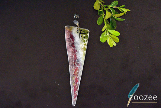 Abstract Long Triangle Statement Earring Hand Painted Artistic Bold Jewelry