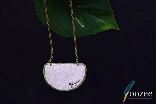 Handpainted Metal Necklace Abstract Pendant Alpaca Jewellery Contemporary Artistic Wearable Art Greece