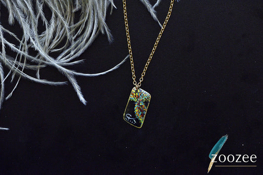 Painting on Metal Necklace Handpainted Tree Pendant Colorful Artistic Jewelry