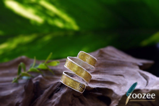 Handpainted Metal Ring Abstract Alpaca Jewellery Contemporary Statement Artistic Wearable Design Greece