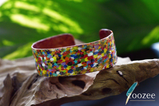 Handpainted Metal Bracelet – Abstract Jewellery – One of a Kind Cuff Bracelet – Contemporary Wearable art