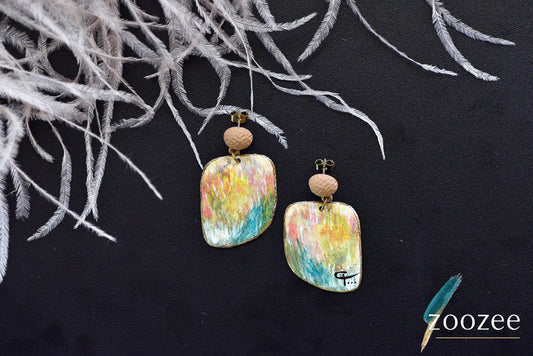 Abstract Brushstroke Earrings Organic Shape Hand Painted Colorful Artistic Statement Jewelry