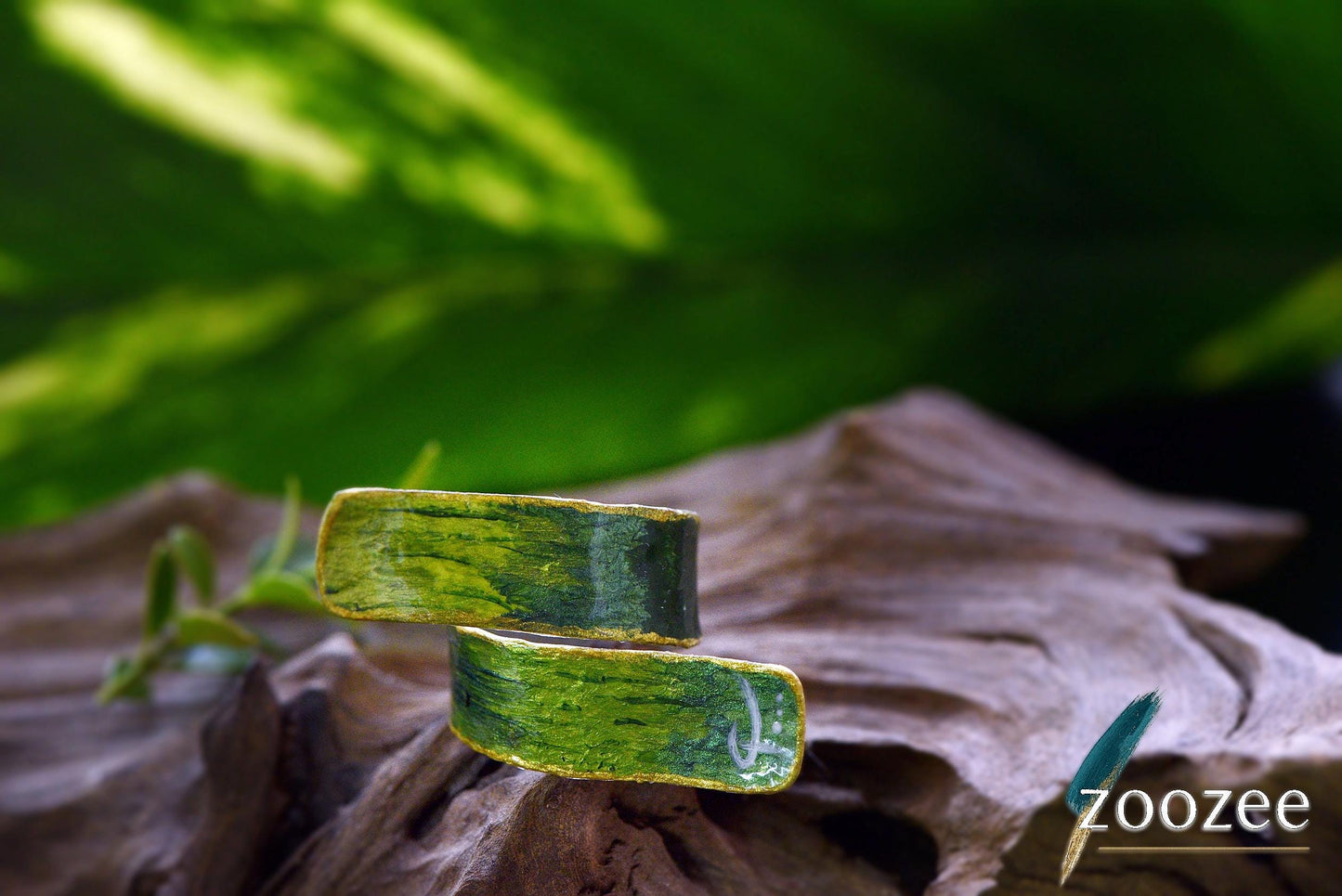 Handpainted Metal Ring Abstract Contemporary Alpaca Jewellery Artistic Statement Wearable Art Greece